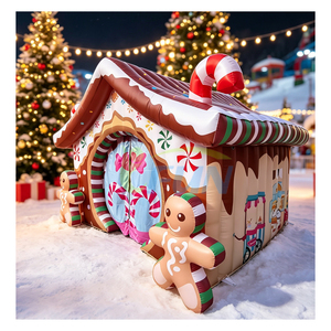 Casa de Jengibre Inflable Gigante de Navidad, Cenador de Santa Claus Inflable, Carpa para Fotos, <span class=keywords><strong>Alquiler</strong></span> para Fiestas Navideñas - Product Image 2