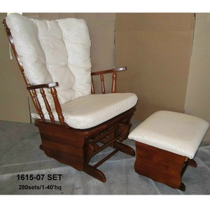 Fauteuil à bascule confortable en bois massif avec repose-pieds et chaise de salon moderne pour la maison, le bureau ou l'appartement - Product Image 5