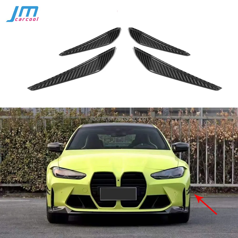 Front Bumper Side Canards Vây Nắp Trims Carbon Khô Cho BMW 3 4 Series G80 G82 G83 M3 M4 2021 UP MP Phong Cách Sợi Thủy Tinh