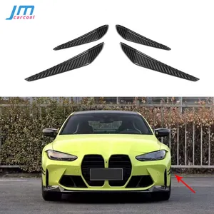 Front Bumper Side Canards Fins Flaps Trims Dry Carbon for BMW 3 4 Series G80 G82 G83 M3 M4 2021 UP MP Style Fiber Glass