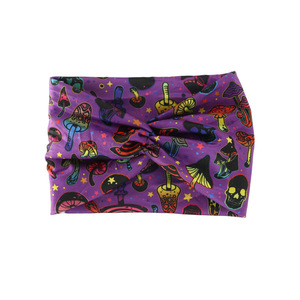 Bandeaux de sport pour femmes en tissu imprimé rétro, larges et élastiques, pour les fêtes d'Halloween, motif tête de mort Ghost Face - Product Image 3