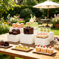 Ensemble de supports de présentation en acrylique blanc polyvalents, cubes pour buffet, supports carrés pour la présentation de nourriture et de desserts pour hôtel et restaurant