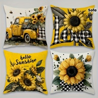 Housse de coussin décorative Kongyu Home Textiles Hello Sunshine, motif tournesol floral, style farmhouse, à carreaux Buffalo, décor bohème