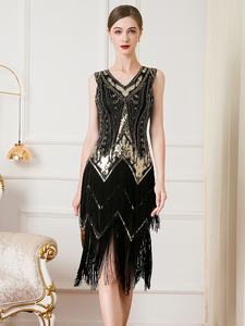 ชุดเดรสย้อนยุคสำหรับผู้หญิงชุดกระโปรงบานสไตล์เรโทรสุด1920s ประดับด้วยลูกปัดชุดเดรสปาร์ตี้งานแจ๊สราตรีธีมคำราม20ชุดเดรสปาร์ตี้งานกลางคืน - Product Image 2