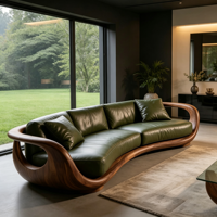 Designer Bio-Curved-Sofa mit Fiberglas-Holzmaserungsrahmen und Lederpolsterung für Wohn- und Gewerbenutzung