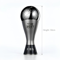 Trophée de luxe en métal argenté avec boule 3D sur le dessus, récompense sportive personnalisée gravée pour le meilleur joueur de l'année, prix de reconnaissance de haute qualité