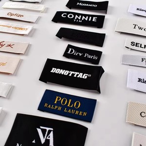 Logo <span class=keywords><strong>personnalisé</strong></span> Échantillon gratuit Étiquettes de vêtement en coton plié à l'extrémité pour marque de vêtement-Lavable Taille personnalisée - Product Image 3