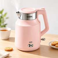 Bouilloire électrique personnalisée avec logo OEM, acier inoxydable 304, 1500W, 110V/220V, sans fil, emballage en boîte couleur, modèle GB-2032