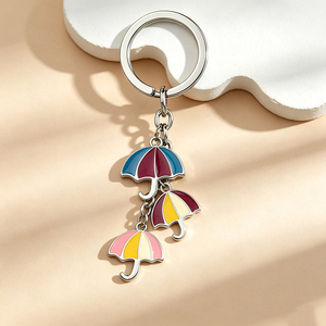 Vibrant Enamel Colorful Umbrella <b>Charms</b> Keyring Metal Chain Dainty Cute <b>Bag</b> <b>Charm</b> Fashion Ornament Key Accessories For Girls - Product Image 1