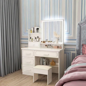 Table à coiffer moderne européenne simple à hauteur réglable avec <span class=keywords><strong>miroir</strong></span>, panneau en MDF en <span class=keywords><strong>fer</strong></span> <span class=keywords><strong>forgé</strong></span> pour chambre à coucher, application Baobei - Product Image 4