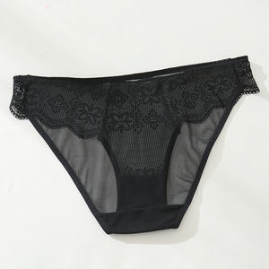 Bragas <span class=keywords><strong>de</strong></span> encaje para mujer al por mayor, ropa interior transparente sexy para mujer, pantalones elegantes negros para chica joven - Product Image 1