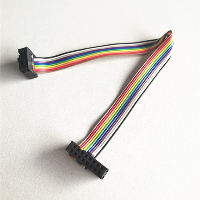 Custom 10pin16pin rainbow Color Cable Assembly 2.54mm IDC Connector Wiring Harness Flat Ribbon Cable