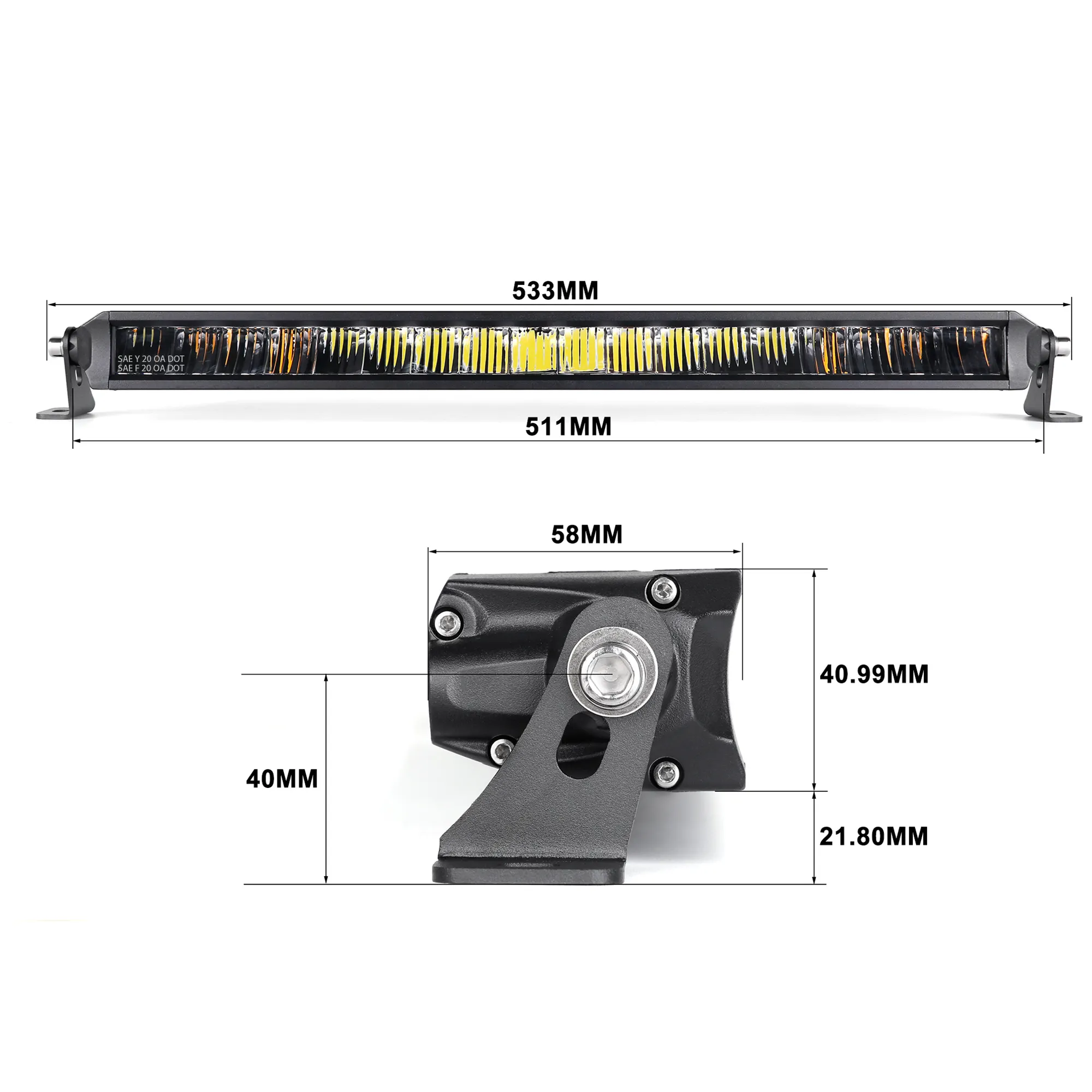 Barre lumineuse LED super lumineuse en gros faisceau combiné 20 pouces SAE Street Legal