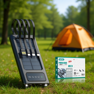 Plastic Solar Power Bank Li-<b>Polymer</b> Battery 10000Mah 4In1 with Led Light for Outdoor Use - Product Image 2