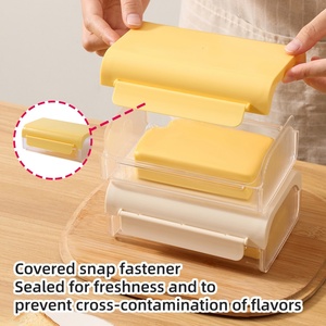 Yellow/Cream Color Kitchen Product Ideas Plastic Butter Slicer Cutter with Lid <b>Refrigerated</b> Butter <b>Container</b> Box - Product Image 2
