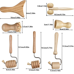 Ensemble de 7 rouleaux de massage en bois miniatures et de Gua Sha pour le visage, kit d'outils de massage en bois de haute qualité pour les méridiens du visage - Product Image 5