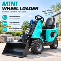 Mini-chargeur frontal compact à 3 roues, 420 kg, alimentation à essence et pompe hydraulique pour travaux d'aménagement paysager