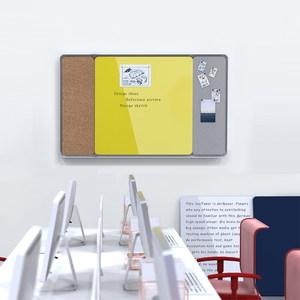 Pizarra Magnética de <span class=keywords><strong>Vidrio</strong></span> Templado con Superficie de Corcho y Fieltro, Juego Combinado <span class=keywords><strong>para</strong></span> Oficina, Hogar y Escuela - Product Image 3