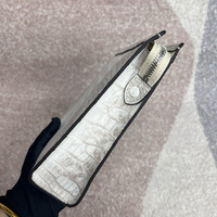 Tas dompet 100% kulit buaya, tas clutch pria warna putih Himalaya, ramah lingkungan dan serbaguna