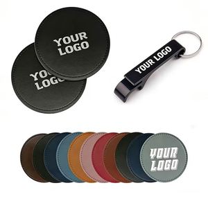 Wholesale Business Custom Logo Pu Leather Factory Coffee Cup <b>Mat</b> for Restaurant Hotel Promotions Gift Coasters - Product Image 1