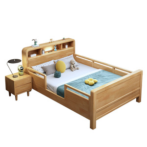 Lit pour enfants en bois massif 1,2 m avec barrières de sécurité et rangement, meubles de chambre à coucher pour enfants - Product Image 4