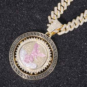 จี้เพชรทรงยุโรปอเมริกันแบบหมุนได้ ดีไซน์เก๋ เคลือบทอง พร้อมสร้อยเชื่อมแบบฮิปฮอปสุดเทรนดี้ - Product Image 4