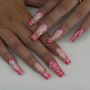 <span class=keywords><strong>Uñas</strong></span> Acrílicas 3D Hechas a Mano con Diseño <span class=keywords><strong>de</strong></span> Cadena <span class=keywords><strong>de</strong></span> <span class=keywords><strong>Margaritas</strong></span> para Uso Diario - Product Image 1