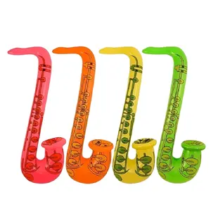 Promotional custom made inflatable cartoon saxophone toys plastic fake party musical instruments for fancy dress