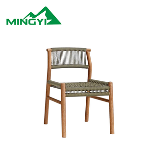 Vente en gros de meubles de restaurant d'extérieur tissés en corde chaises de patio en bois de teck de directeur de plage empilables avec cadre en aluminium - Product Image 2