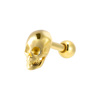 Boucles d'oreilles clous en acier inoxydable 316L pour enfants, forme crâne et cœur, pour cartilage et os de l'oreille, par Superstar Custom