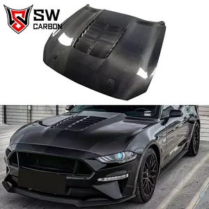 Mustang Carbon Fiber GT500 Style Front Hood For Ford Mustang Coupe Front Engine Valve Cover Air Bonnet 2015-2021 Body kit