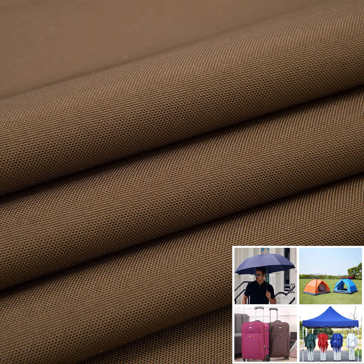 High quality 100% polyester 300D 600D 900D 1680D waterproof brown solid color oxford fabric for Tents  Bags