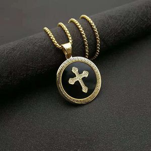 yunnique Stainless Steel Gold Plated <b>Cross</b> Pendant Necklace With Micro Inlaid Zircon For Men And Women Fashion Jewelry - Product Image 2