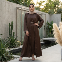 Robes Abaya Ouvertes Élégantes et Modestes, Couleur Unie, Cardigan Perlé, Kimono, Robe Longue Jubah pour l'Aïd Musulman, Vêtements Arabes Islamiques