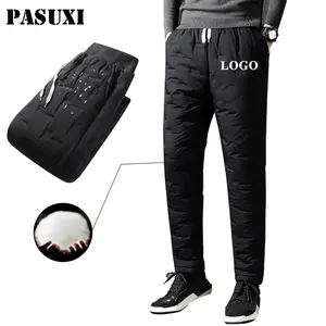 PASUXI Großhandel Winter Taschen Verdicken Fleece Jogging hose Männer Jogger Daunen Baumwolle Warme Hose Männlich Wasserdichte Thermo hose