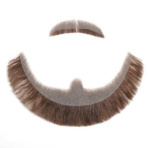 Realistico nero fatto a mano capelli umani morbidi invisibile Mesh baffi per la barba di dimensioni maggiori Look per costumi e feste - Product Image 3