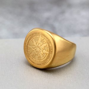 Anillo Unisex de Acero Inoxidable Estilo Vintage Yunnique, Diseño de Brújula, Estilo Hip Hop, Joyería de Regalo en Color Dorado y Plateado - Product Image 3
