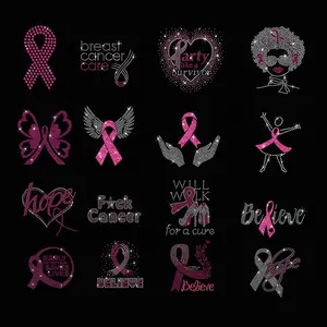 Пользовательский дизайн, осведомленность о раке груди, лента в форме сердца, лента для рака груди, переводная лента со стразами для рубашек