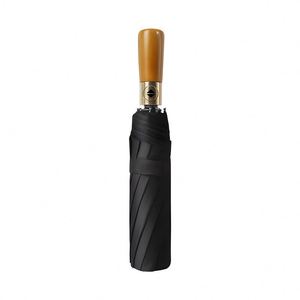 Wholesale Business Advertising Fully-Automatic Solid Wood Handle 190T Nylon Fabric <b>Windproof</b> Sun Rain Ultraviolet Rays <b>Umbrella</b> - Product Image 1
