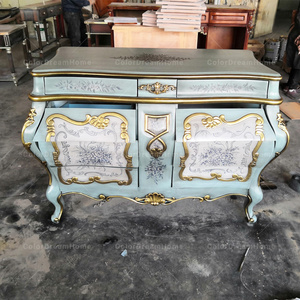 Mueble de <span class=keywords><strong>Cocina</strong></span> Estilo Rococó, <span class=keywords><strong>Aparador</strong></span> de Madera con Espejo Dorado de Lujo - Product Image 2