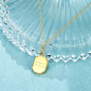 Wholesale Gold Plated Geometric Engraved Letter Dangle Charm <b>Necklaces</b> Jewelry - Product Image 4