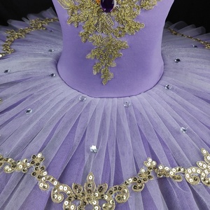 Robes de tutu de ballet pour filles, costume de ballet classique professionnel, corsage brodé or et strass, pour spectacle sur scène - Product Image 2