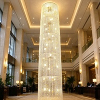 Lustre en cristal LED pour escalier long, salon, salle à manger, villa, duplex, lampe suspendue pour hall d'entrée, mariage, hôtel, restaurant