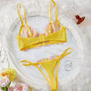 OEM/ODM 2025 otoño flor bordado sujetador fino chica tres puntos sujetador transparente conjunto de reunión Lencería <span class=keywords><strong>sexo</strong></span> - Product Image 5