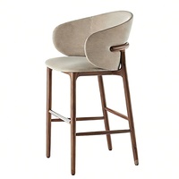 Tabouret de bar surélevé minimaliste moderne en bois de frêne blanc massif avec accoudoirs pour usage commercial et domestique Modèle BY61