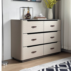 Selle En Cuir Buffet Armoire Simple Moderne Ménage Six Neuf Commode En Bois Massif Haute Chambre <span class=keywords><strong>Lit</strong></span> Avant Armoire - Product Image 3