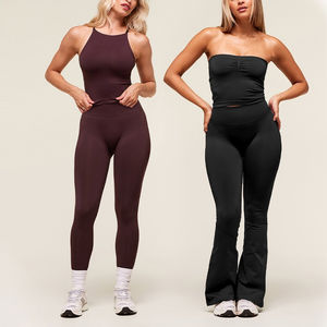 Stelan Yoga 2-Piece untuk Wanita: Atasan Camisole Cross Back yang Cantik dan Celana Yoga High Waisted Flared yang Meniruskan Tubuh - Product Image 3