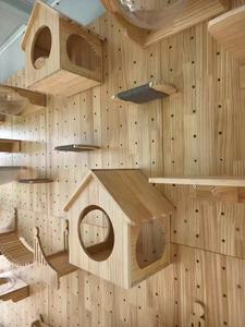 Massivholz-Katzenleiter zur Wandmontage ohne Bohren, Katzennest, Wasserholz-Liegehöhle, Katzenbaum-Kratzbaum, integrierter Katzenständer zum Springen - Product Image 2