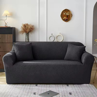 Housses élastiques de couleur unie pour canapé 3/4 sièges-Housses en polyester lavables extensibles au design moderne