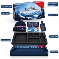 Boîte d'expédition rigide personnalisée pour station de ski, base et couvercle, impression CMYK, emballage en papier couché avec pelliculage brillant